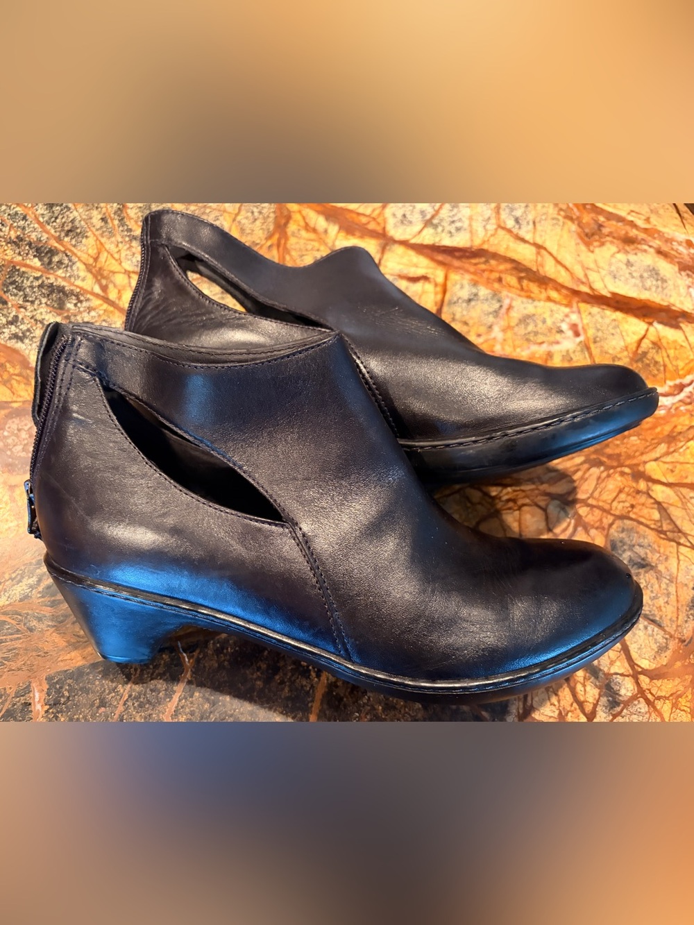 Dansko Bonita Black Leather Cutout Booties